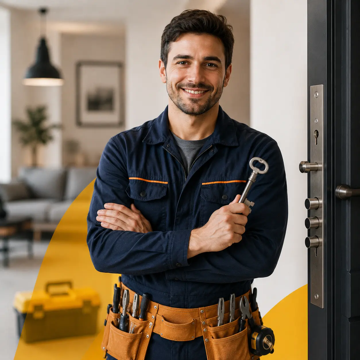 Fabbro professionista durante un intervento urgente